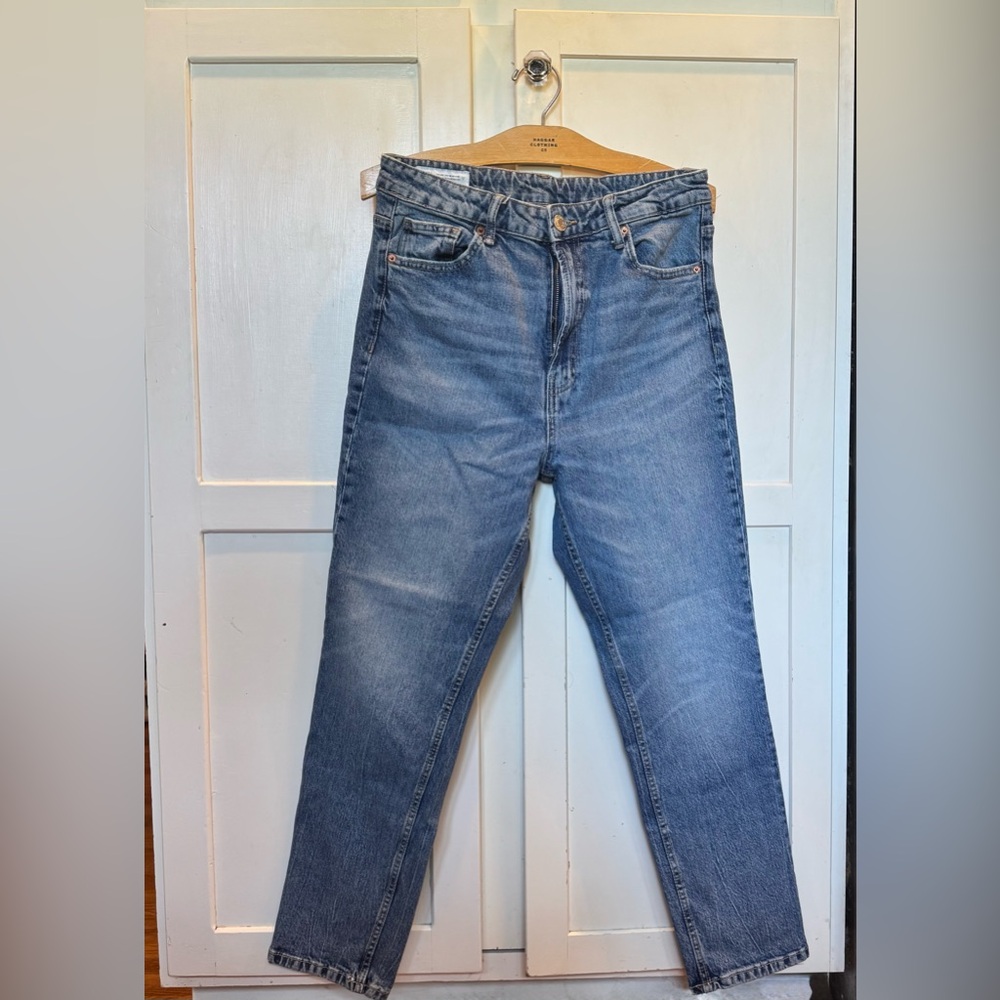 Zara High Waist Straight Leg Denim, Medium, 10